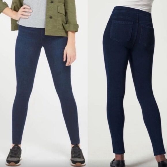 SPANX | Stretch Denim High Rise Ankle Leggings Jeggings M - Picture 2 of 11
